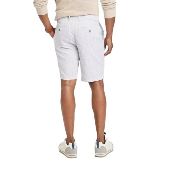 Goodfellow Light Gray Slim Fit Linen Blend Chino Shorts w/ 9" Inseam -- Size 40 - Picture 2 of 6